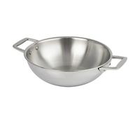 Wok castel pro inox 2 anses 28 cm avec couvercle verre