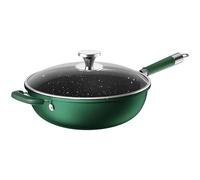 Wok de 34 cm avec couvercle, poêle à frire antiadhésive, sans revêtement chimique, poêle familiale, couvercle en verre trempé avec grille d'aération à vapeur, plaques électriques à induction de grande
