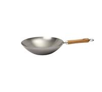Wok - Dexam - School of Wok - Acier au carbone - 30 cm - Fond plat - Poignées en bambou