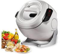 Wok Électrique 6L - Robot de sauté automatique à 360° avec démarrage intelligent en un clic. Machine à riz frit au wok de cuisson automatique, 3 vitesses réglables pour ragoût, cuisson et soupe