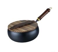 Wok en fer forgé à la main avec motif Big Belly de 26,5 cm en acier au carbone pour cuisinière à induction et à gaz, casserole de cuisson antiadhésive robuste pour la cuisine de la maison, noir (B)