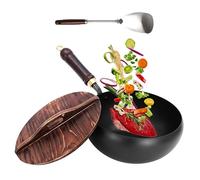 Wok en fer forgé à la main, poêle à frire antiadhésive japonaise pour cuisinière à gaz et plaque à induction, poêle à frire à fond plat pour cuisine