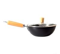 Wok en fer forgé sans revêtement de 20 cm avec influence de cuisson japonaise pour un usage individuel compatible avec les plaques à induction et les types de plaques de cuisson multiples (B-24 cm)