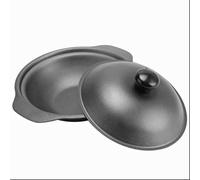 Wok en fonte de 26 cm, mini poêle à frire martelée à la main avec poignée et couvercle, ustensile de cuisine durable antirouille pour cuisine, maison, restaurant