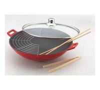 WOK en fonte émaillée rouge D36 cm