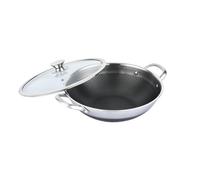 Marmite 40cm Revêtu en Marbre avec Poignées en Silicone et un Couvercle en Verre Cheffinger Noir Noir