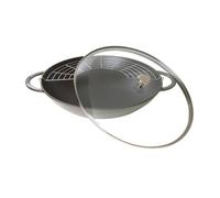 Wok Fonte émaillée Couvercle verre Staub D37 cm GRIS GRAPHITE PR