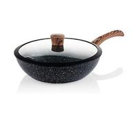 wok induction - 30cm poele wok anti adhésif - couvercle en verre - edition spéciale