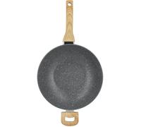 Wok - MENASTYL - 28 cm - Cannelle - Poignées en bois clair