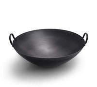 Wok Pan Earth Wok Fry Pan, with Two Handle Cast Iron Non-Stick Uncoated Black Suitable for Gas Stove Old-Fashioned Iron Pot Home Wok Frying Pan Interesting