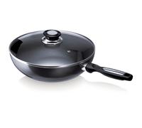 Wok Pro 28 Cm En Aluminium Antiahésif Avec Couvercle En Verre