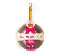 école de Wok Wok étoile Fond Plat Wok, en Acier Carbone, Argent, 26,7 cm