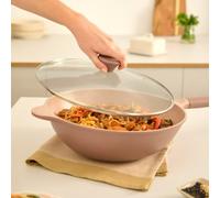 WOK STUDIO - Wok En Aluminium Moulé Avec Revêtement Céramique Moka Et Cuivre