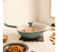 WOK STUDIO - Wok En Aluminium Moulé Avec Revêtement Céramique Sauge Et Cuivre