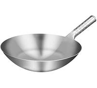 Wok traditionnel en acier inoxydable fait à la main - Antiadhésif - 36 cm
