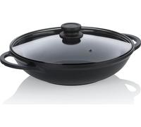 Wok, Wadjan, 32 cm, avec couvercle, noir, anti-adhésif, sans PFAS/PTFE, fonte d'aluminium - Kela | Atura