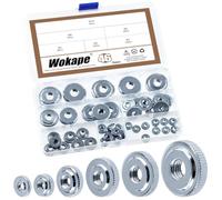 Wokape Assortiment de 46 écrous moletés M3 M4 M5 M6 M8 M10 en acier au carbone femelle fileté fin conecteur de verrouillage écrous de réglage ronds, boutons de fixation pour pièces d'imprimante 3D