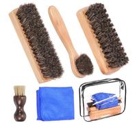 Wokape Assortiment de 6 brosses à chaussures, brosses de polissage en crin de cheval, brosses d'entretien des chaussures et bottes, applicateurs de polissage et de nettoyage des chaussures en cuir