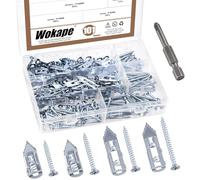 Wokape Lot de 100 chevilles auto-foreuses - 4 tailles différentes - Vis à expansion en acier au carbone galvanisé - Chevilles auto-foreuses pour cloison sèche - Pas de perçage nécessaire (bleu-blanc)