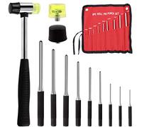 Wokape Lot de 12 chasse-goupilles avec maillet souple de 1”, outil de réparation avec support et pochette de rangement, pour la réparation automobile, la réparation de montres, les bijoux