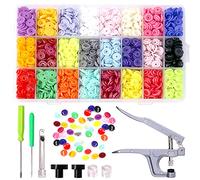 Wokape Lot de 384 boutons-pression et pinces à pression 24 couleurs T5 en plastique pour couture et travaux manuels avec boîtes de rangement
