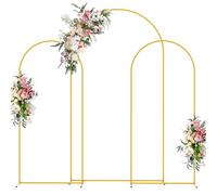 Wokceer Lot de 3 Supports d'arche de Mariage (2,3 m, 1,8 m, 1,8 m) en métal doré pour fête d'anniversaire, cérémonie de Mariage, fête prénatale, décoration d'arche de Ballons de Jardin,