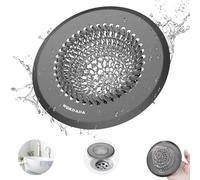 wokdada Attrape-cheveux pour drain de baignoire à drainage rapide en acier inoxydable 304 réversible pour canalisations pop-up et régulières de salle de bain (gris foncé)