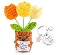 wokdsbl Cadeaux de remerciement pour femmes et hommes - Poupée tulipe tricotée à la main avec boîte cadeau - Belle qu'elle vous donne une décoration florale, petite idée de cadeau pour petite amie