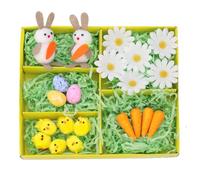 wokdsbl Lot de 21 décorations de Pâques, Poussins de Pâques, Lapin de Pâques, œufs de Pâques, Carottes de Pâques, Marguerites, Raphia, Accessoires de décoration, décoration d'intérieur/extérieur