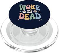 Woke is Dead Sarcastique Rétro Groovy Message pour Les activistes PopSockets PopGrip pour MagSafe