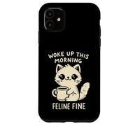 Woke Up This Morning Feline Fine Motif Chat Amusant Café Coque pour iPhone 11