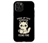 Woke Up This Morning Feline Fine Motif Chat Amusant Café Coque pour iPhone 11 Pro