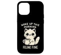 Woke Up This Morning Feline Fine Motif Chat Amusant Café Coque pour iPhone 12/12 Pro