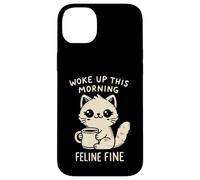 Woke Up This Morning Feline Fine Motif Chat Amusant Café Coque pour iPhone 14 Plus