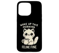 Woke Up This Morning Feline Fine Motif Chat Amusant Café Coque pour iPhone 15 Pro Max