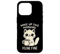 Woke Up This Morning Feline Fine Motif Chat Amusant Café Coque pour iPhone 16 Pro