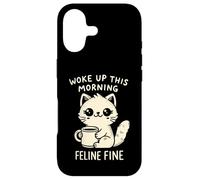 Woke Up This Morning Feline Fine Motif Chat Amusant Café Coque pour iPhone 17