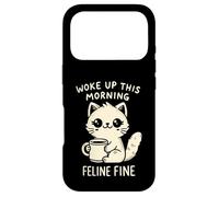 Woke Up This Morning Feline Fine Motif Chat Amusant Café Coque pour iPhone 17 Pro