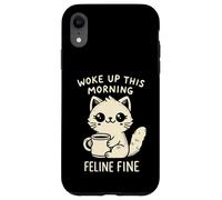 Woke Up This Morning Feline Fine Motif Chat Amusant Café Coque pour iPhone XR
