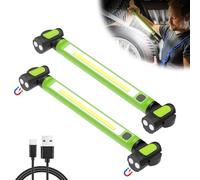wokelux Lot de 2 lampes de travail 3000 lm pour mécanicien, barre lumineuse de travail LED rechargeable 5200 mAh, lampes de travail magnétiques sans fil portables avec crochets pour inspection