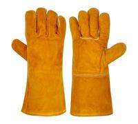 WOKICOR Gants de Cheminée et Barbecue Ignifuges Pour Homme - Protection Contre la Chaleur, Soudeur, Four - Marron, Robustes et Sûrs