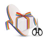 WOKICOR Ruban arc en ciel 50M x 10MM, Ruban cadeau multicolore, ruban décoration double face, rubans polyester DIY, Mariage, anniversaire, baptême, Noël, couture, loisirs créatifs avec ciseaux inclus
