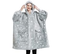 Wokii Couverture TV avec Manches et Poche，Sweat à Capuche Super Dalian，Plaid Pull Sweat à Manche Extra Large，Sweat-Shirt Couverture Portable Convient Adultes Femmes Adolescents (Étoiles grises)