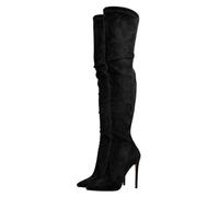 WOkismD 12CM Bottes Au-Dessus du Genou sur Le Genou Pointu Casual Stiletto Talons Sexy Robe Chaussures d'automne,Noir,43 EU