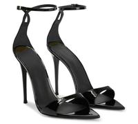 WOkismD 12CM Femmes Bout Ouvert Pointu Talons Talons Sexy Une Sangle Talons Aiguilles avec Sangle De Cheville Chaussures Habillées D'été,Noir,47 EU