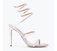 WOkismD 12CM Sandales à talons hauts avec sangle en spirale pour femme, Argenté., 35.5 EU