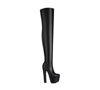 WOkismD 17CM/6.29IN Sexy Cuissardes Épais Talon sur-Le-Genou Bottes Talons Hauts Bottes Élastiques,Noir,45 EU