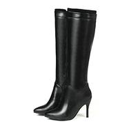 WOkismD 8CM/3.14IN Automne Et Hiver Nouvelles Bottes Femme Talon Haut Pointu Mode Sexy Fine avec Bottes Hautes Bottes Élastiques Minces,Noir,44 EU