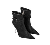 WOkismD Bottes à Talon Aiguilles habillées à Boucle pour Femmes, Bout Pointu, Talon Stiletto de 12 cm/4,7,Noir,44 EU