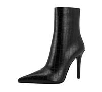 WOkismD Bottes à Talons Aiguilles pour Femmes de 10 cm avec Bout Pointu et Fermeture éclair,Noir,41 EU